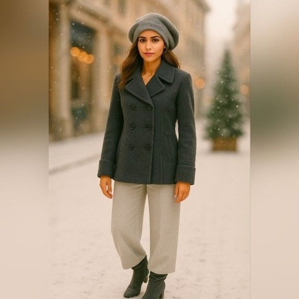 Forecaster of Boston Wool Cashmere Coat Women Sz 6 Gray Double Breasted Peacoat